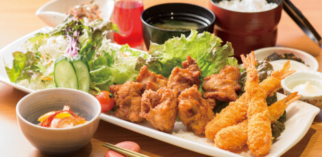 からあげとエビフライ御膳